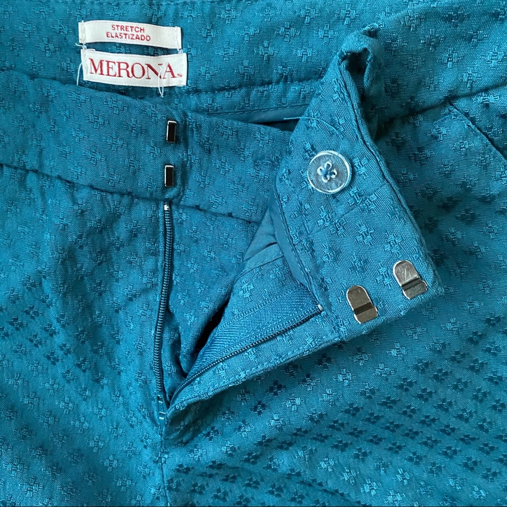 Patterned dark teal trousers - Picture 4 of 6
